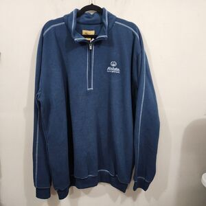 Gold Tri-Mountain Mens 2XL Performance Fleece 1/4 Zip Pullover Sweater Navy NWT